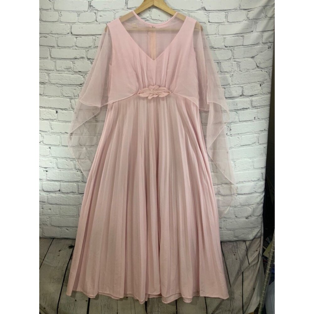 Pink Layered Handmade Formal Dress Bridesmaid Full‎ Length Maxi Sz M Medium Flaw